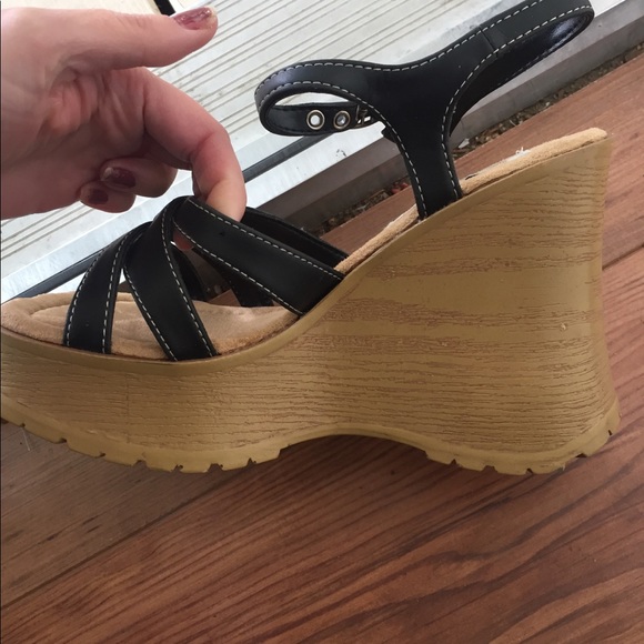 Dead stock vintage platform wedge 90’s chunky wood - Picture 4 of 9